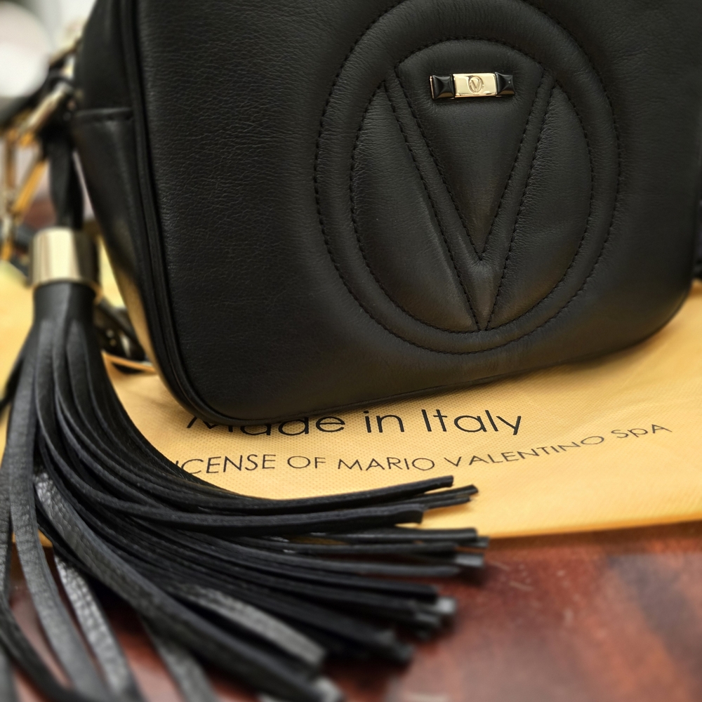 Mario Valentino Black Crossbody Bag with Tassel